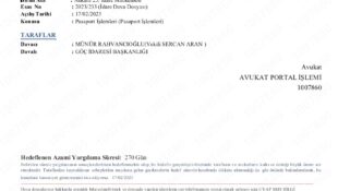 Rahvancıoğlu Adına Türkiye Göç İdaresi Başkanlığı’na Dava