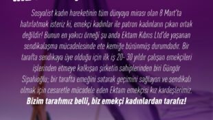 8 Mart, Güngör Hanımın Değil EKTAM Emekçisi Kız Kardeşlerimizin Günüdür!